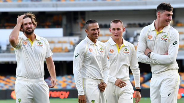 Time to punch above their weight: Australian batsmen Joe Burns, Usman Khawaja, Marnus Labuschagne and Matt Renshaw.