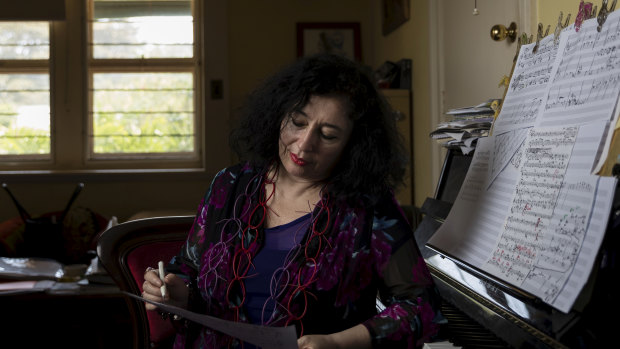 Elena Kats-Chernin at work in Coogee in 2018