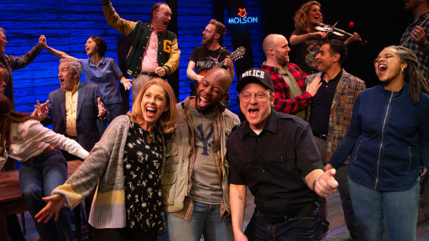 Cast performing in Come From Away in Melbourne.
