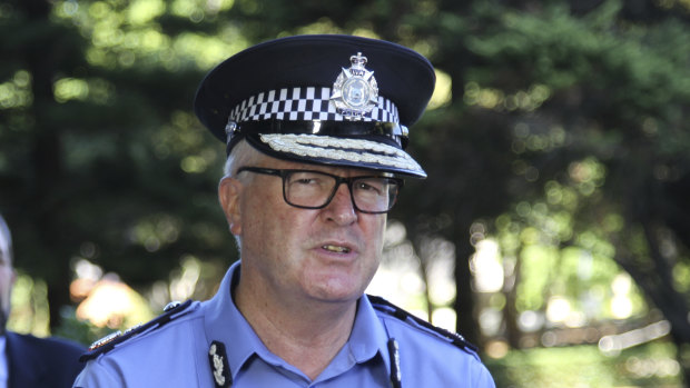 WA Police Commissioner Chris Dawson at a COVID-10 press briefing in Perth.
