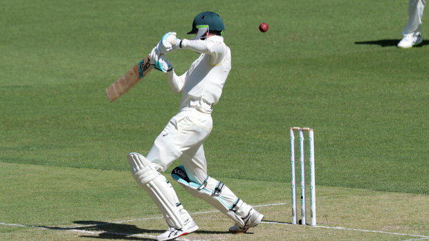 Handscomb was caught off this shot in the first innings.