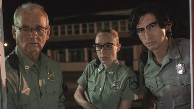 Bill Murray (left) as Officer Cliff Robertson, Chloe Sevigny as Officer Minerva Morrison and Adam Driver as Officer Ronald Peterson in Jim Jarmusch's The Dead Don't Die. 