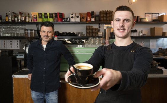 Lux Foundry owner Daniel Amato (left) with 18-year-old barista-in-training Daniel Wise.