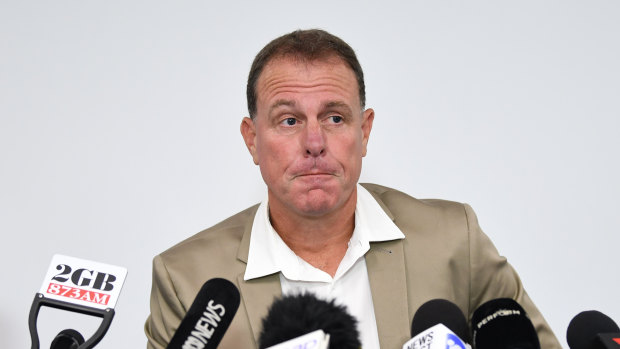 Distraught: Alen Stajcic fronts the media for the first time since his sacking last month.