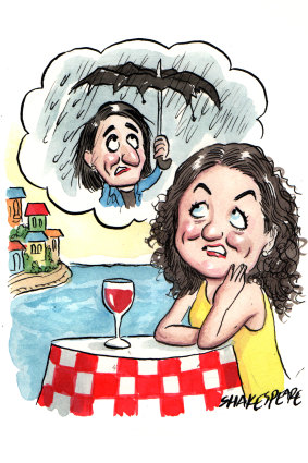 Gladys Berejiklian and her chief-of-staff Sarah Cruickshank. Illustration: John Shakespeare