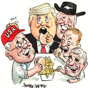 Scott Morrison and Donald Trump. Illustration: John Shakespeare