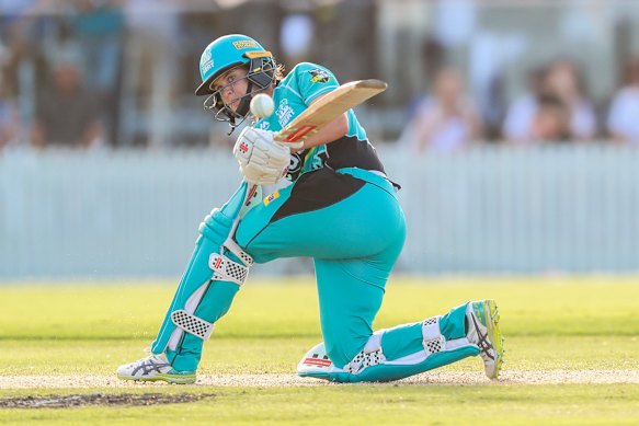 Former Brisbane Heat batter Josie Dooley in action at Harrup Park.