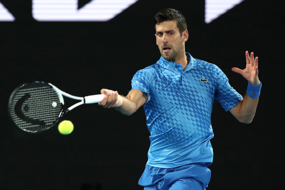 Novak Djokovic took the opening set 6-3 in his return to Melbourne Park.