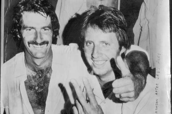 Dennis Lillee and Jeff Thomson tormented England’s batsmen.