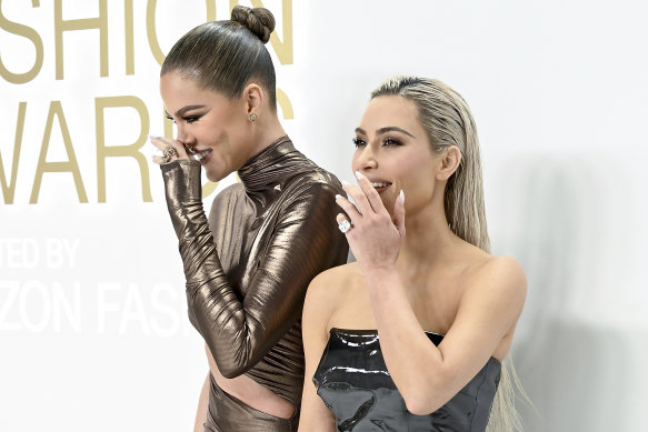 Khloe and Kim Kardashian at the CFDA Fashion Awards, 2022, in New York. 