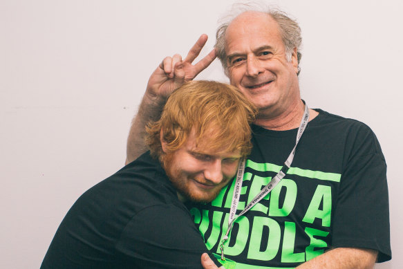 Ed Sheeran with the late Michael Gudinski.