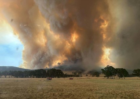Firefighters battle the Grampians bushfire in the Moyston/Mafeking area on December 20.