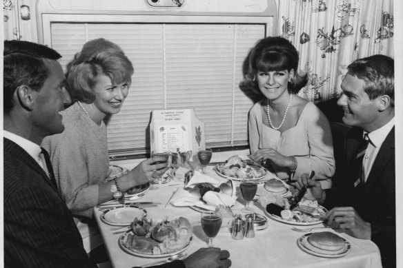 Dinner on the Southern Aurora, seen in this photo from 1966.