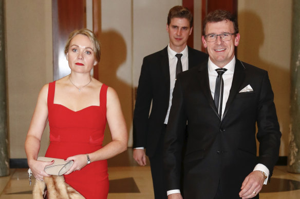 Rachelle Miller and Alan Tudge arriving at the Midwinter Ball together in 2017.