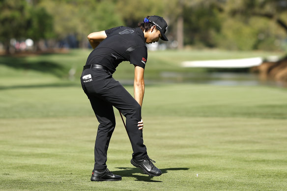 Min Woo Lee was hit by cramps during his first round of the Players Championship.