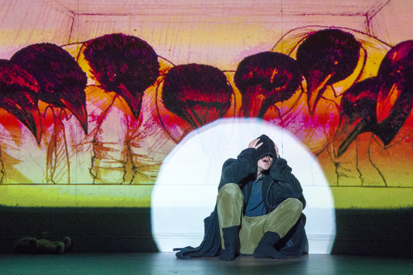 Cillian Murphy in a 2019 stage adaptation of Grief is the Thing with Feathers.