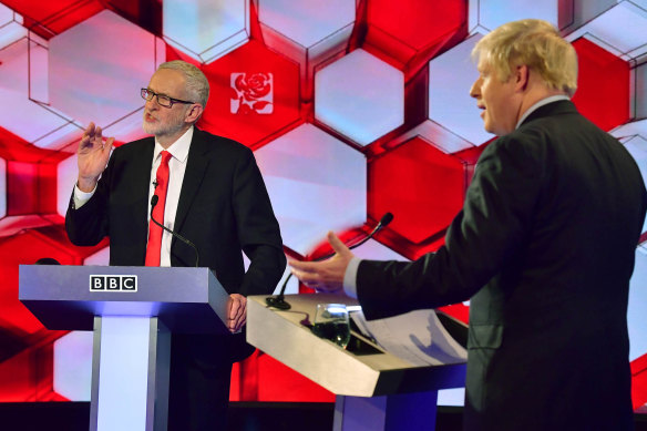 Labour's Jeremy Corbyn makes a point during the BBC leaders' debate.