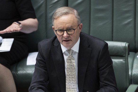 Prime Minister Anthony Albanese in question time on Thursday.