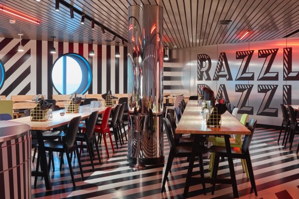 Blinged-up casual diner, Razzle Dazzle, on board Virgin ships.