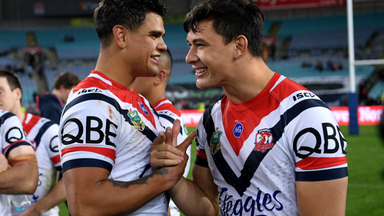 Hot Chooks: Roosters young guns Latrell Mitchell and Joseph Manu.