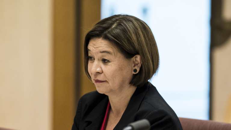 Former ABC boss Michelle Guthrie gives evidence to the Senate inquiry on Friday.