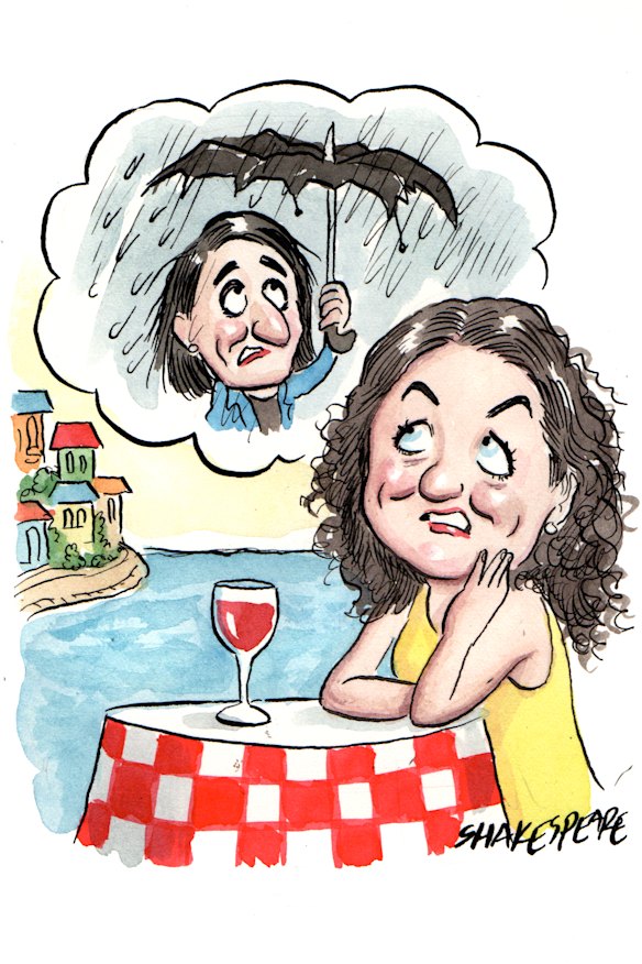 Gladys Berejiklian and her chief-of-staff Sarah Cruickshank. Illustration: John Shakespeare