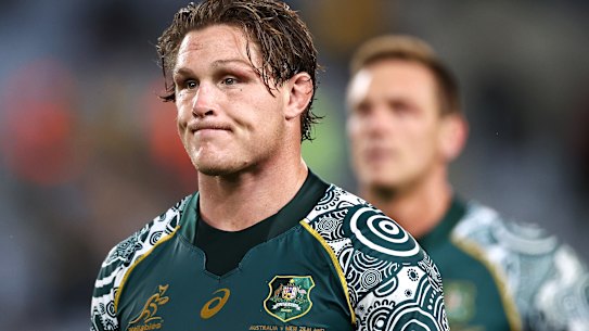 Dejected: Wallabies captain Michael Hooper