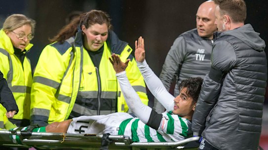 Arzani carried off on a stretcher in Celtic debut