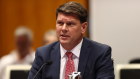 Transgrid CEO Brett Redman gives evidence to the NSW pariamentary inquiry on Tuesday.