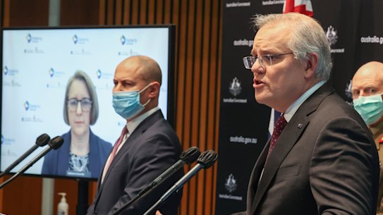 Professor Jodie McVernon from the Doherty Institute on the video screen.