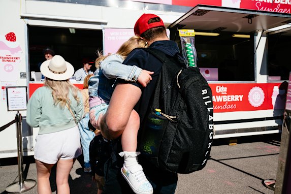 The $6 strawberry sundae — made with fresh strawberries, cream and strawberry ice cream — is sold as a fundraiser for medical research.
