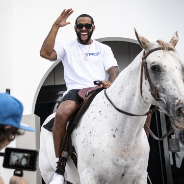 Josh Addo-Carr during last month’s filming of a television commercial for his new line of clothing. 