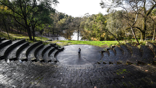 Helen Madden at the Fairfield Amphitheatre on the banks of the Yarra River.