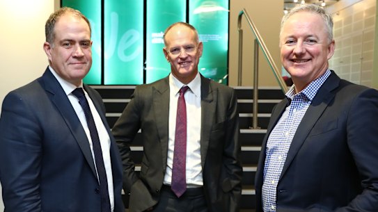 ABC managing director David Anderson, News Corp Australasia executive chairman Michael Miller and Nine chief executive officer Hugh Marks.