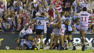 Strained relationship: Issues between Cronulla and their home-ground sponsor first emerged during the clash with the Dragons in March.
