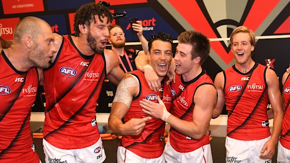 Zac Clarke, second from left, is back in the Bombers' side.