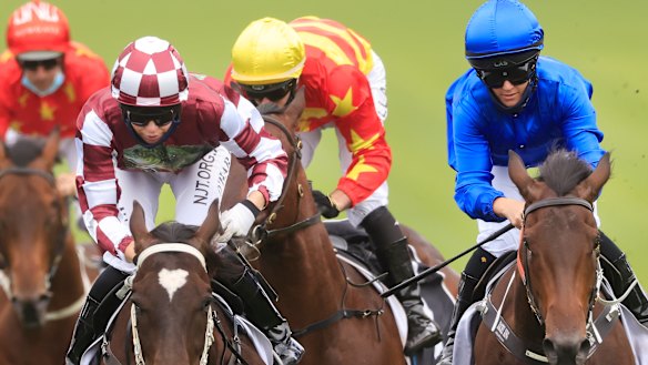 Kathy O’Hara (left) wins on Rocket Tiger  at Randwick on Boxing Day.