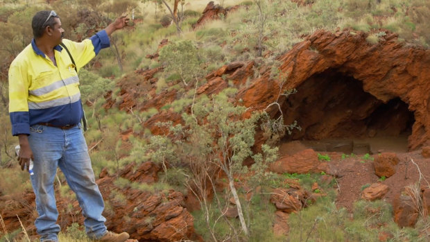 Traditional owner Harold Ashburton at Juukan Gorge in 2015, before it was destroyed.