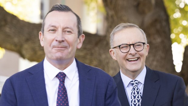 Mark McGowan and Anthony Albanese In happier times ... a deal to deliver extra revenue to WA has blown out 10-fold since its introduction by the previous government.