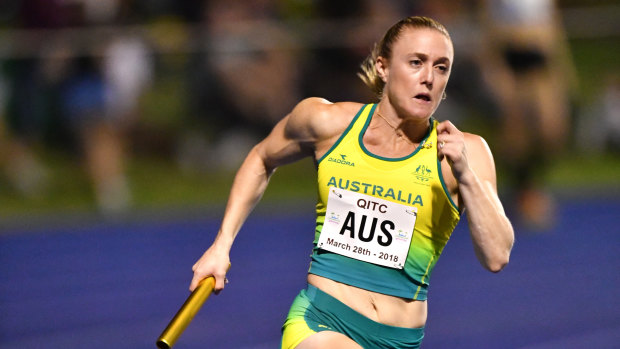 Flying: File photo of Sally Pearson, who helped Australia's 4x100m relay to a scorching time in Japan.