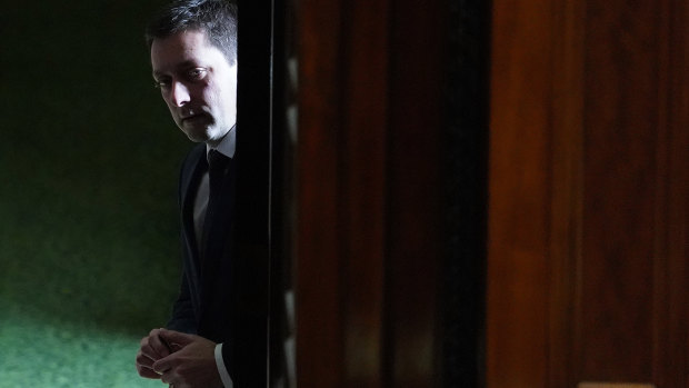 Victorian Leader of the Opposition Matthew Guy is seen outside the Legislative Assembly at Parliament House in Melbourne, on Tuesday.