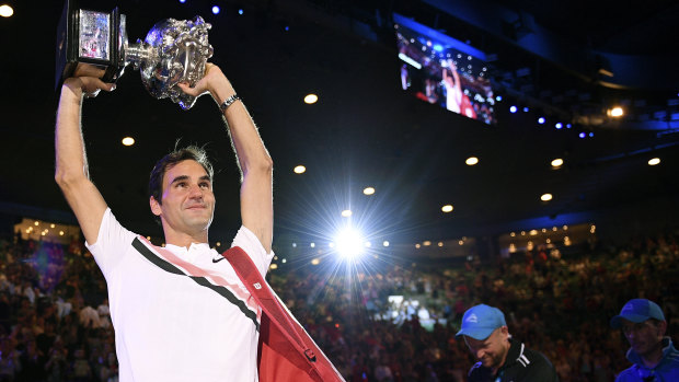 Roger Federer claims his 20th grand slam title at the Australian Open in January.