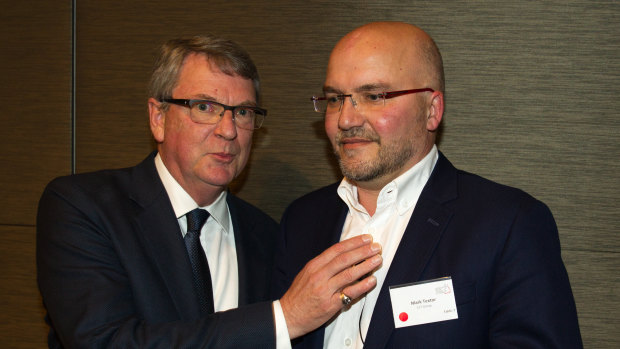 Lynton Crosby and Mark Textor in 2015.