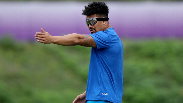 The eyes have it: Ardie Savea at training during the World Cup.