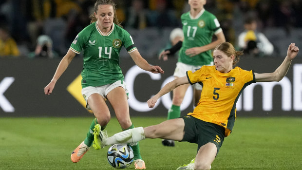 Australia’s Cortnee Vine takes on Ireland’s Heather Payne in their opening Group B game.