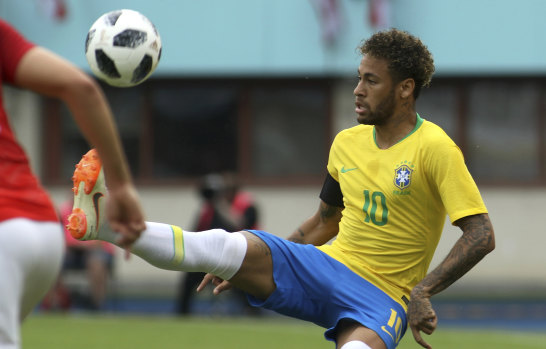 Brazil's Neymar against Austria at the Ernst Happel Stadium in Vienna on Sunday.
