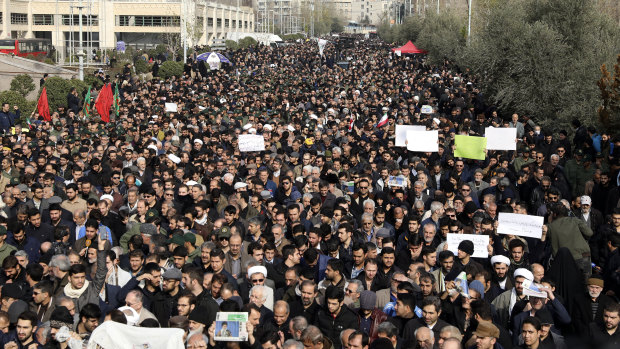 Protesters in Tehran, Iran, condemn the US air strike in Iraq that killed Iranian Revolutionary Guard General Qassem Soleimani. Iran has vowed "harsh retaliation".