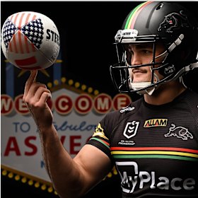 Panthers star Nathan Cleary will headline the opening round of action in Las Vegas on Sunday.