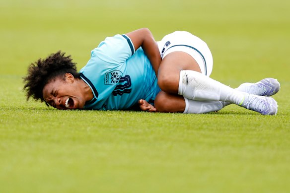 Marta Cox is down for an injury but only briefly. 