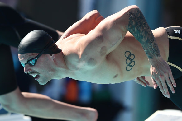 Kyle Chalmers competes in the Mens 200m freestyle final during the 2021 Australian Swimming Championships.